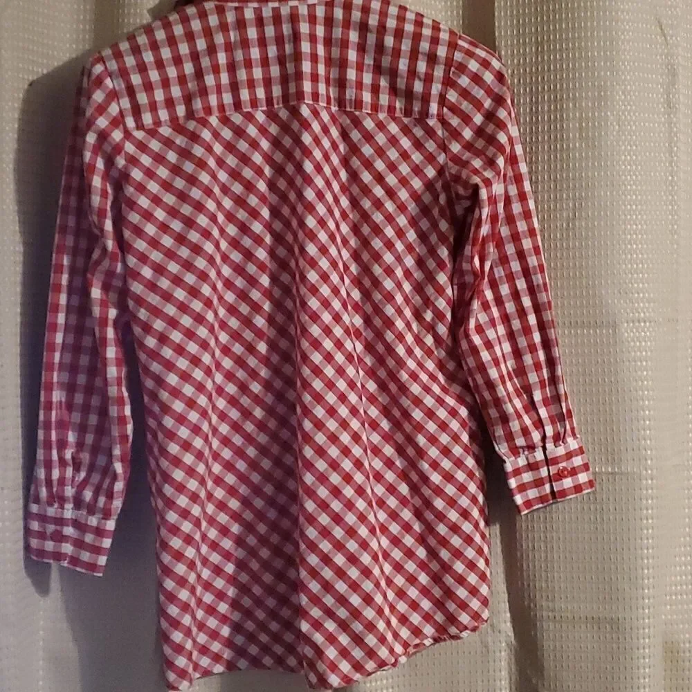JOAN RIVER CHECKER SHIRT M red white - Picture 7 of 8